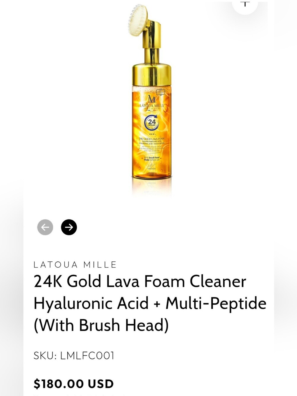 Latoua Mille:24K LAVA FOAM CLEANSER with BUILT-IN SCRUB ( Hyaluronic Acid+MP)